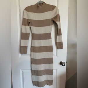 T.J.Maxx Tan and Cream Striped Dress